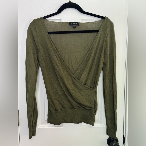 Bebe Olive Green Wrap Sweater - Picture 1 of 9